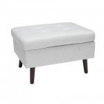 OFM 161 Collection Mid Century Modern Tufted Fabric Storage Ottoman, Walnut Legs (161-OTT2)