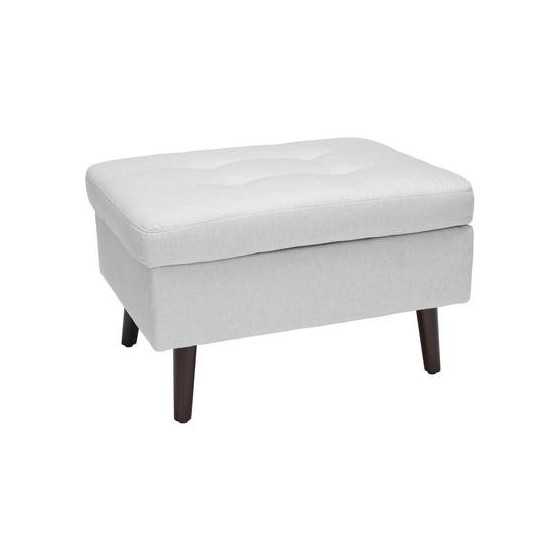 OFM 161 Collection Mid Century Modern Tufted Fabric Storage Ottoman, Walnut Legs (161-OTT2)