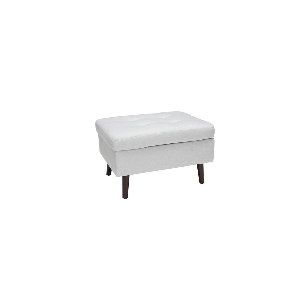 OFM 161 Collection Mid Century Modern Tufted Fabric Storage Ottoman, Walnut Legs (161-OTT2)