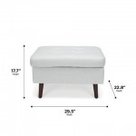 OFM 161 Collection Mid Century Modern Tufted Fabric Storage Ottoman, Walnut Legs (161-OTT2)