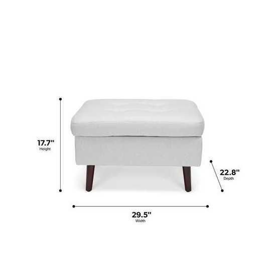 OFM 161 Collection Mid Century Modern Tufted Fabric Storage Ottoman, Walnut Legs (161-OTT2)