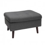 OFM 161 Collection Mid Century Modern Tufted Fabric Storage Ottoman, Walnut Legs (161-OTT2)