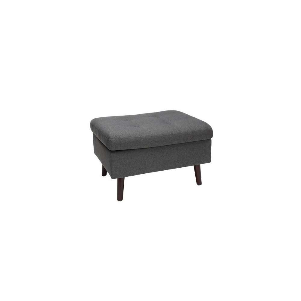 OFM 161 Collection Mid Century Modern Tufted Fabric Storage Ottoman, Walnut Legs (161-OTT2)