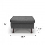 OFM 161 Collection Mid Century Modern Tufted Fabric Storage Ottoman, Walnut Legs (161-OTT2)