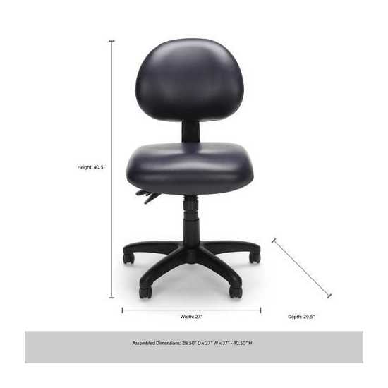 OFM 241-VAM 24 Hour Ergonomic Armless Task Chair, Anti-Microbial/Anti-Bacterial Vinyl, Mid Back