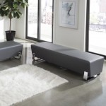 OFM Axis Series Contemporary Triple Seating Bench, Textured Vinyl with Chrome Base (4003C)