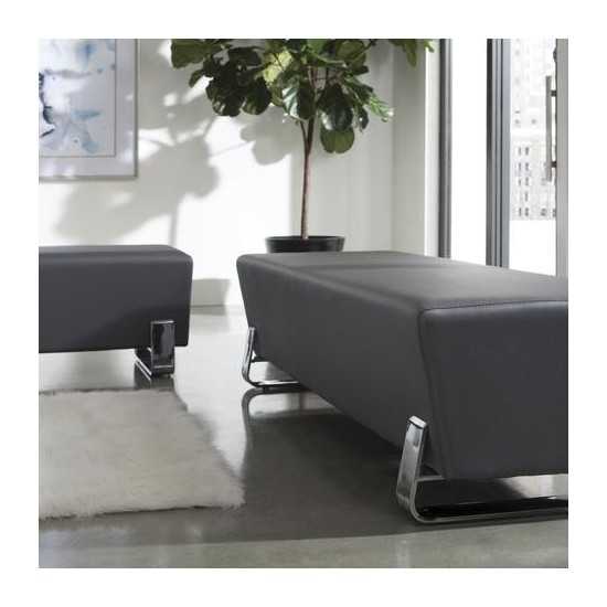OFM Axis Series Contemporary Triple Seating Bench, Textured Vinyl with Chrome Base (4003C)