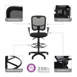 OFM Comfort Series Ergonomic Mesh Swivel Task Chair with Arms and Drafting Kit, Mid Back (130-AA3-DK)