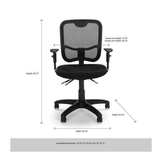 OFM Comfort Series Ergonomic Mesh Swivel Task Chair with Arms, Mid Back (130-AA3)