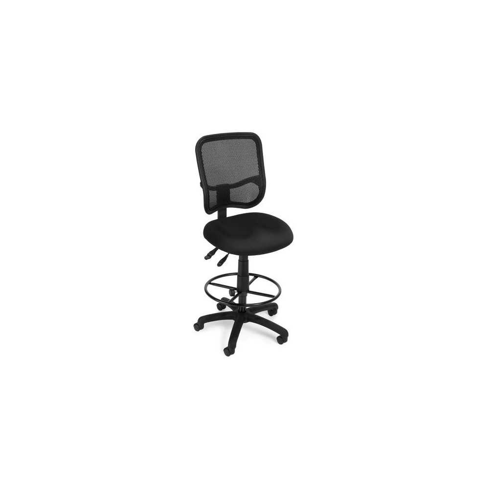 OFM Comfort Series Model 130-DK Ergonomic Mesh Swivel Armless Task Chair with Drafting Kit, Mid Back