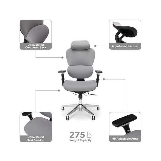 OFM Ergo Fabric Upholstered Office Chair with Optional Headrest, Lumbar Support (540-F)