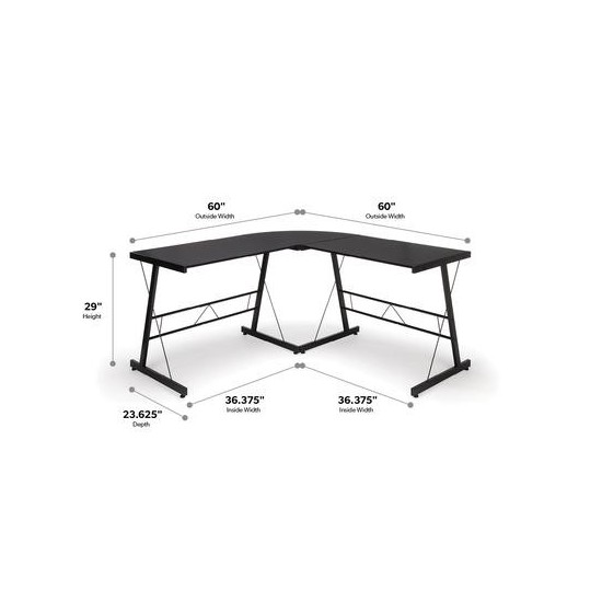 OFM Essentials Collection 60" Metal Frame L-Shaped Desk, Corner Computer Desk (ESS-1021)