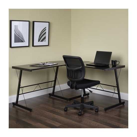 OFM Essentials Collection 60" Metal Frame L-Shaped Desk, Corner Computer Desk (ESS-1021)