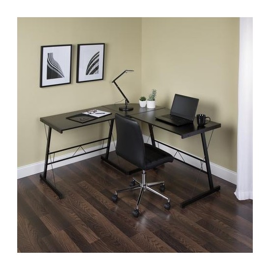 OFM Essentials Collection 60" Metal Frame L-Shaped Desk, Corner Computer Desk (ESS-1021)