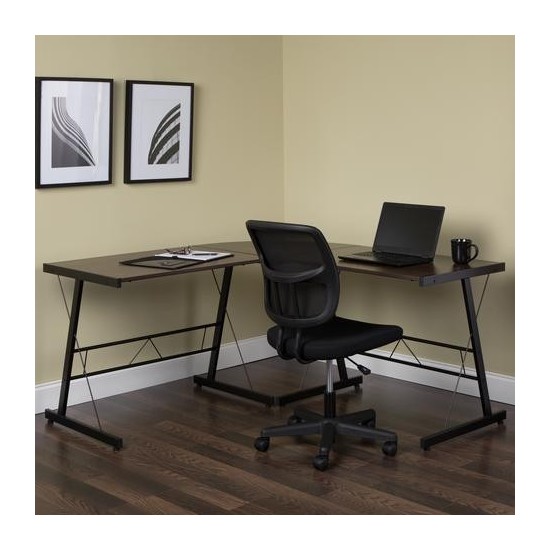 OFM Essentials Collection 60" Metal Frame L-Shaped Desk, Corner Computer Desk (ESS-1021)