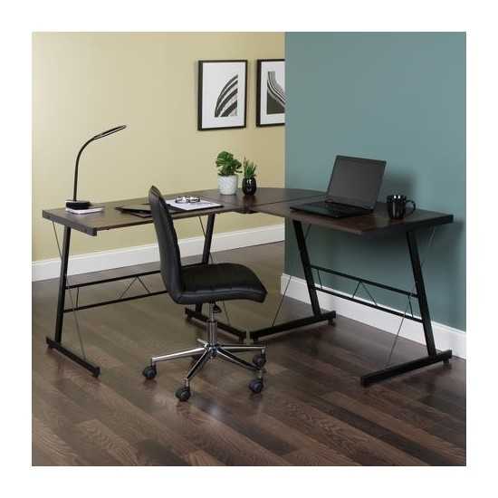 OFM Essentials Collection 60" Metal Frame L-Shaped Desk, Corner Computer Desk (ESS-1021)