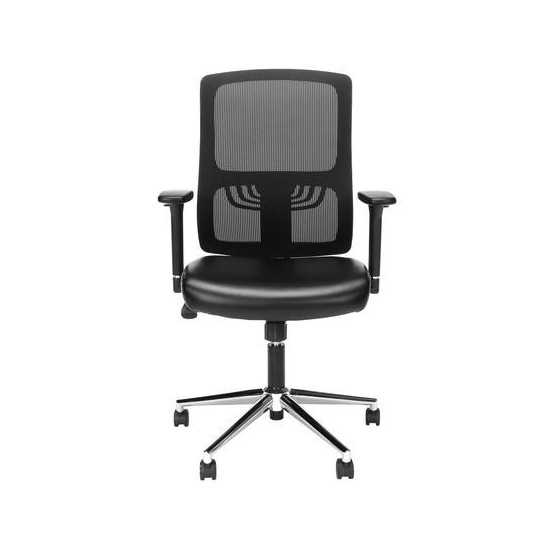 OFM Essentials Collection Mid Back Mesh Back with Leather Seat Office Chair, Lumbar Support (ESS-3048)