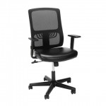 OFM Essentials Collection Mid Back Mesh Back with Leather Seat Office Chair, Lumbar Support (ESS-3048)