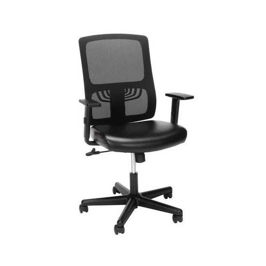 OFM Essentials Collection Mid Back Mesh Back with Leather Seat Office Chair, Lumbar Support (ESS-3048)