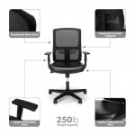 OFM Essentials Collection Mid Back Mesh Back with Leather Seat Office Chair, Lumbar Support (ESS-3048)