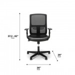 OFM Essentials Collection Mid Back Mesh Back with Leather Seat Office Chair, Lumbar Support (ESS-3048)