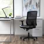 OFM Essentials Collection Mid Back Mesh Back with Leather Seat Office Chair, Lumbar Support (ESS-3048)