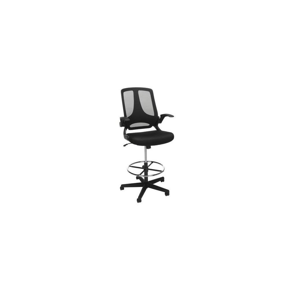 OFM Essentials Collection Mid Back Mesh Drafting Chair, Drafting Stool, Flip Arms (ESS-3046)