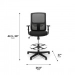 OFM Essentials Collection Mid Back Mesh Drafting Chair, Drafting Stool, Lumbar Support (ESS-3047)