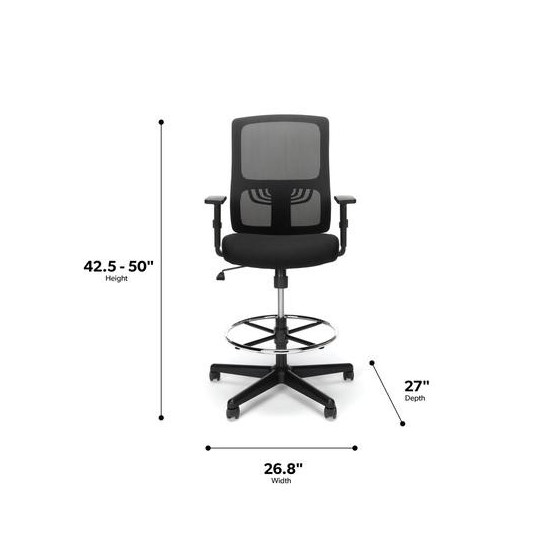 OFM Essentials Collection Mid Back Mesh Drafting Chair, Drafting Stool, Lumbar Support (ESS-3047)