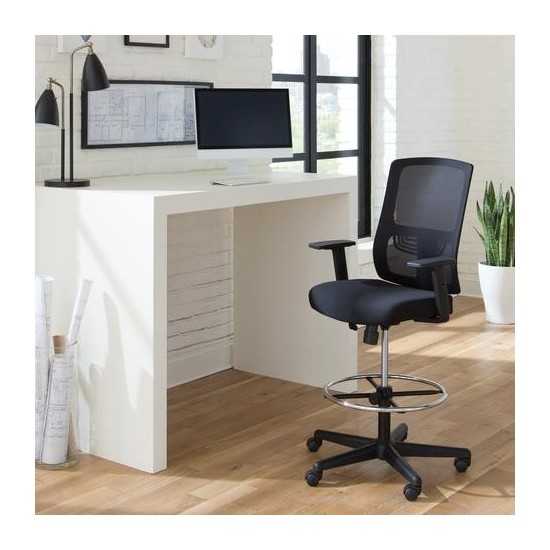 OFM Essentials Collection Mid Back Mesh Drafting Chair, Drafting Stool, Lumbar Support (ESS-3047)