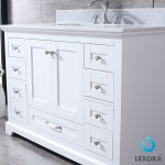 Dukes 48" White Single Vanity, White Carrara Marble Top, White Square Sink and 46" Mirror
