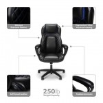 OFM Essentials Collection Racing Style SofThread Leather High Back Office Chair (ESS-6060)