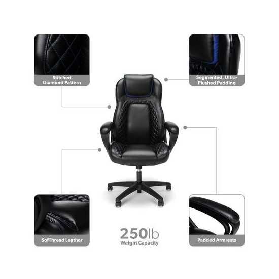 OFM Essentials Collection Racing Style SofThread Leather High Back Office Chair (ESS-6060)