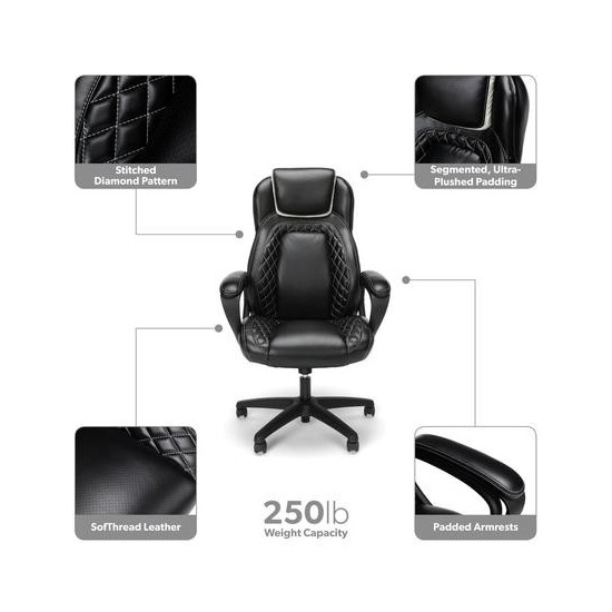 OFM Essentials Collection Racing Style SofThread Leather High Back Office Chair (ESS-6060)