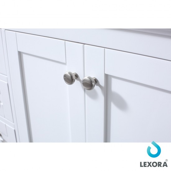 Dukes 48" White Single Vanity, White Carrara Marble Top, White Square Sink and 46" Mirror