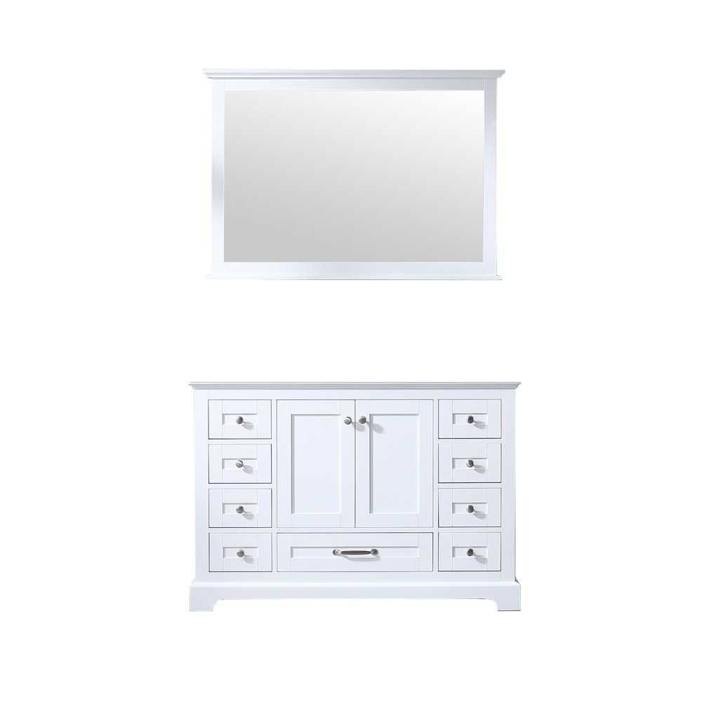 Dukes 48" White Single Vanity, no Top and 46" Mirror Dukes 48" White Single Vanity, no Top and 46" Mirror