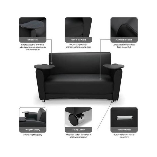 OFM InterPlay Series Social Seating Sofa with Double Tungsten Tablets (822)