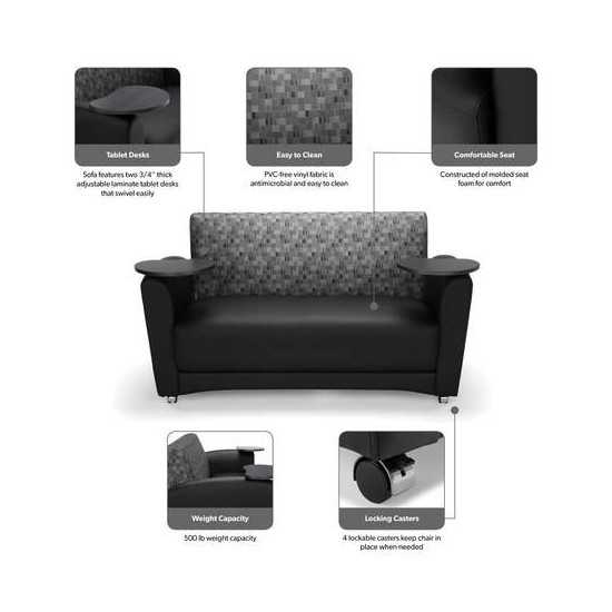 OFM InterPlay Series Social Seating Sofa with Double Tungsten Tablets (822)