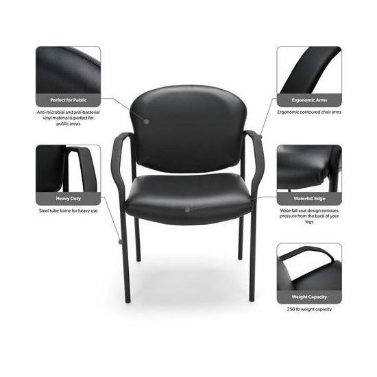 OFM Manor Series Model 404-VAM Guest and Reception Chair with Arms, Anti-Microbial/Anti-Bacterial Vinyl