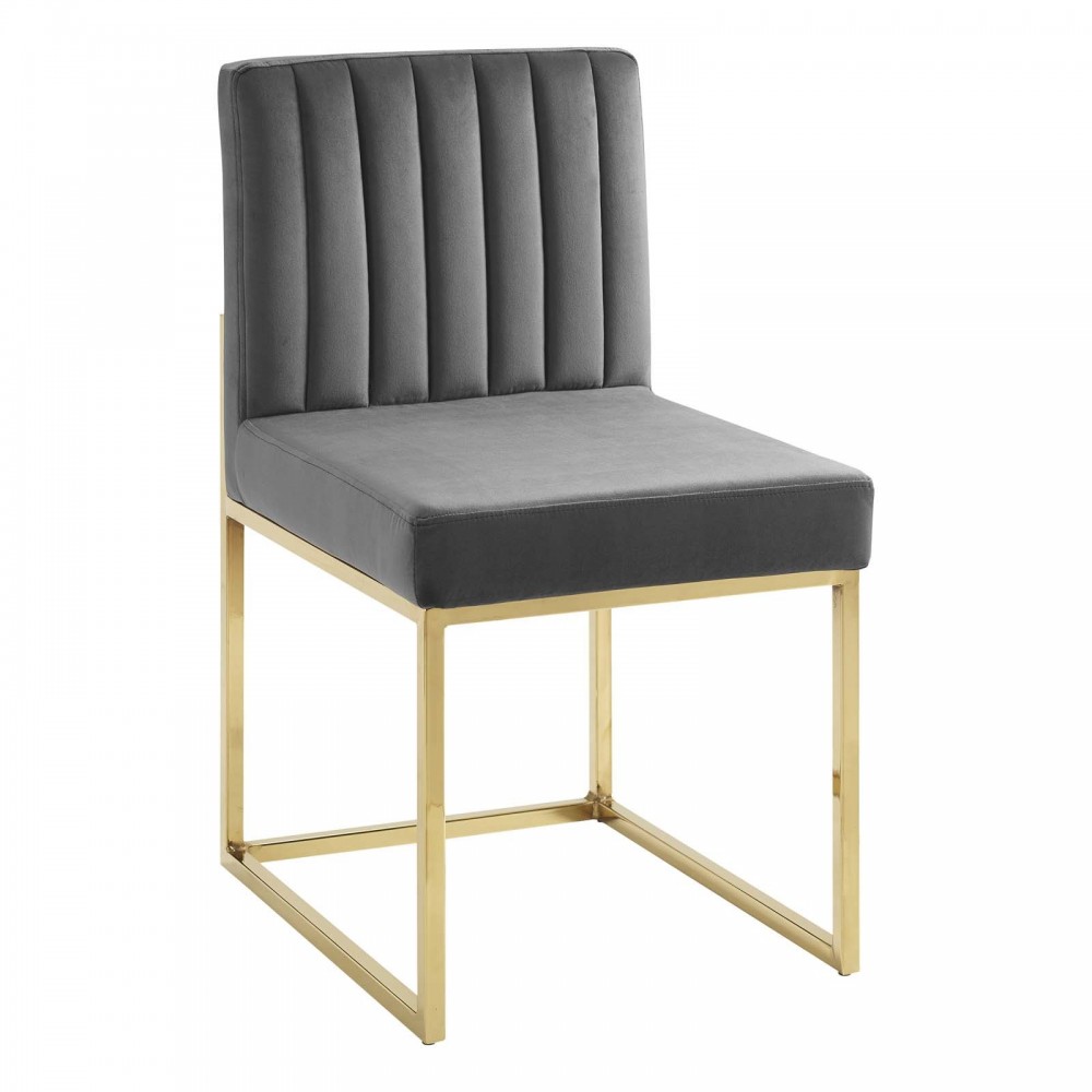 Carriage Channel Tufted Sled Base Performance Velvet Dining Chair Carriage Channel Tufted Sled Base Performance Velvet Dining Chair