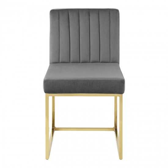 Carriage Channel Tufted Sled Base Performance Velvet Dining Chair