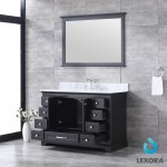 Dukes 48" Espresso Single Vanity, White Carrara Marble Top, White Square Sink and 46" Mirror