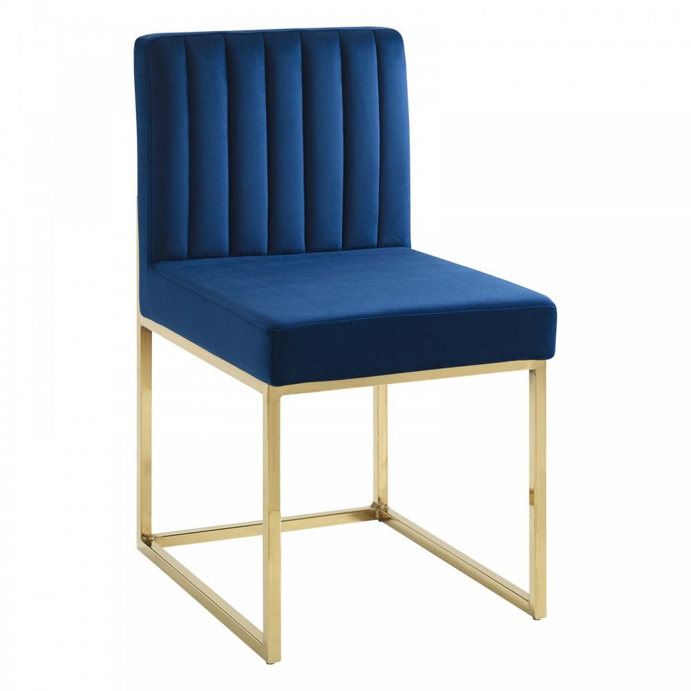 Carriage Channel Tufted Sled Base Performance Velvet Dining Chair