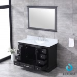 Dukes 48" Espresso Single Vanity, White Carrara Marble Top, White Square Sink and 46" Mirror