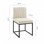 Carriage Channel Tufted Sled Base Upholstered Fabric Dining Chair