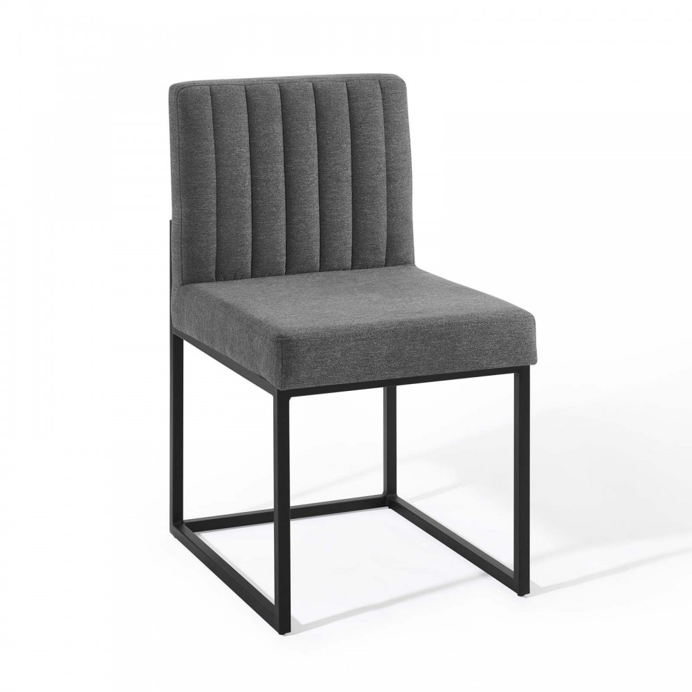 Carriage Channel Tufted Sled Base Upholstered Fabric Dining Chair Carriage Channel Tufted Sled Base Upholstered Fabric Dining Chair