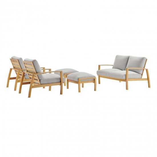 Orlean 5 Piece Outdoor Patio Eucalyptus Wood Set