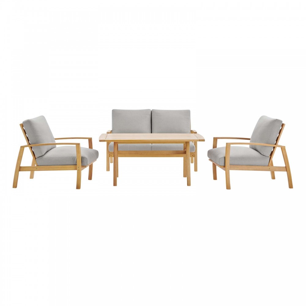 Orlean 4 Piece Outdoor Patio Eucalyptus Wood Set