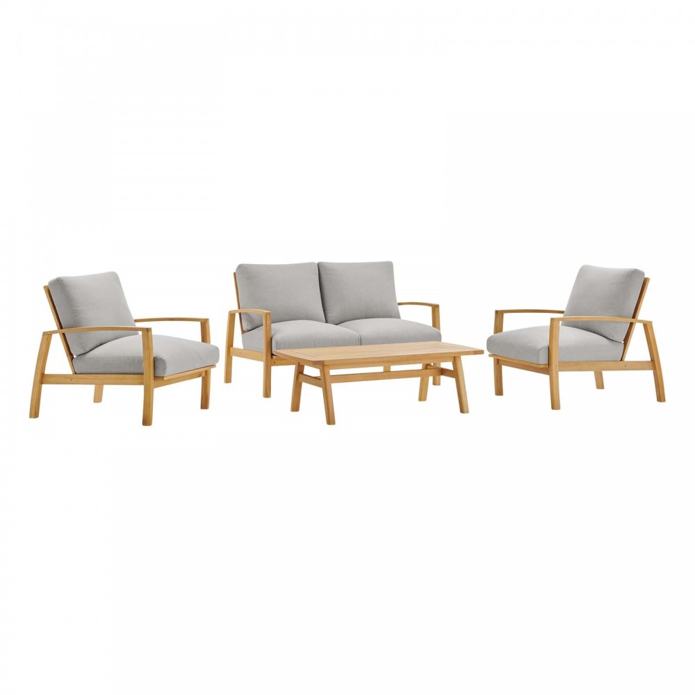 Orlean 4 Piece Outdoor Patio Eucalyptus Wood Set