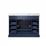 Dukes 48" Navy Blue Single Vanity, White Carrara Marble Top, White Square Sink and 46" Mirror